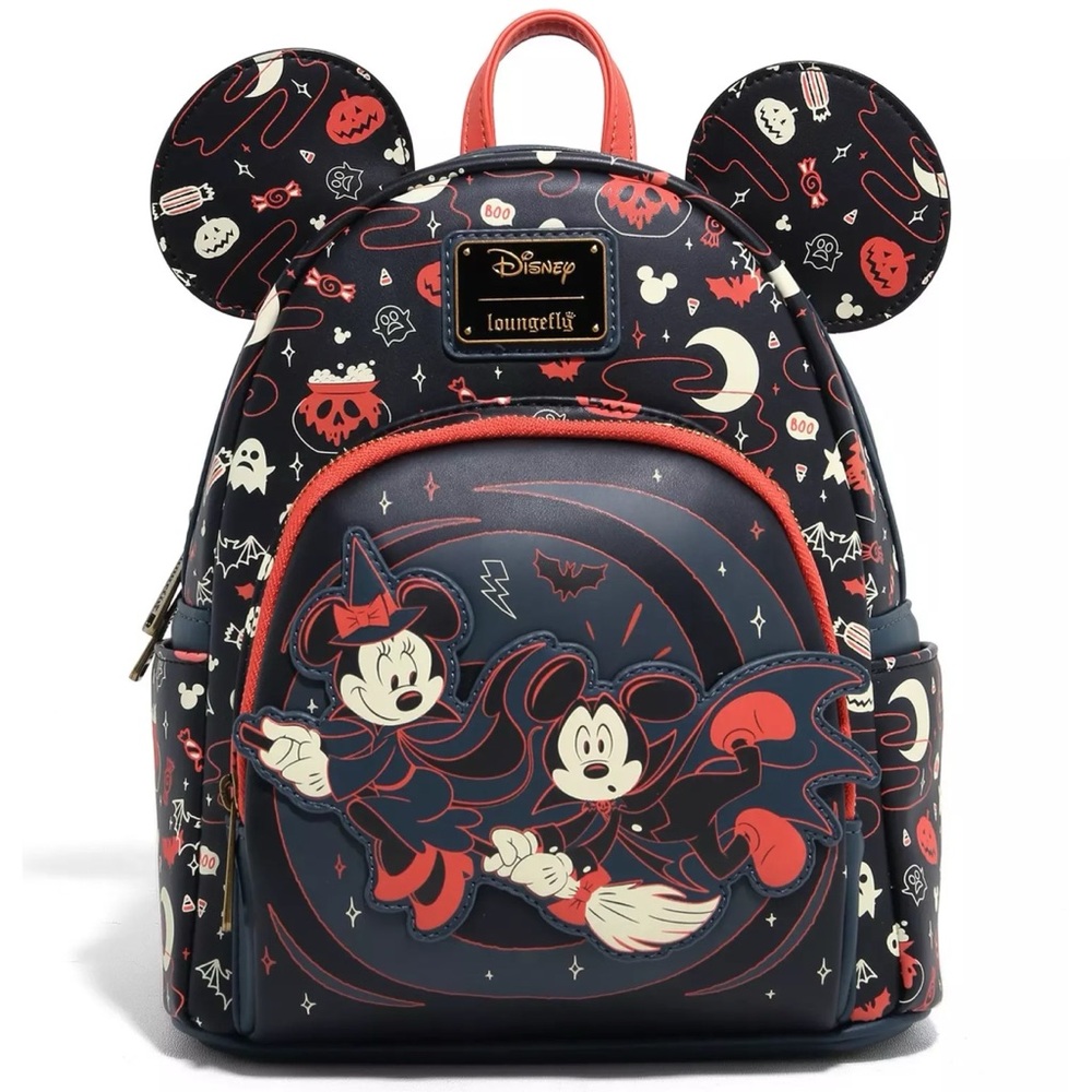 Loungefly x Disney Mickey & Minnie Halloween Ears Glow-in-the-Dark Mini Backpack - Picture 15 of 16
